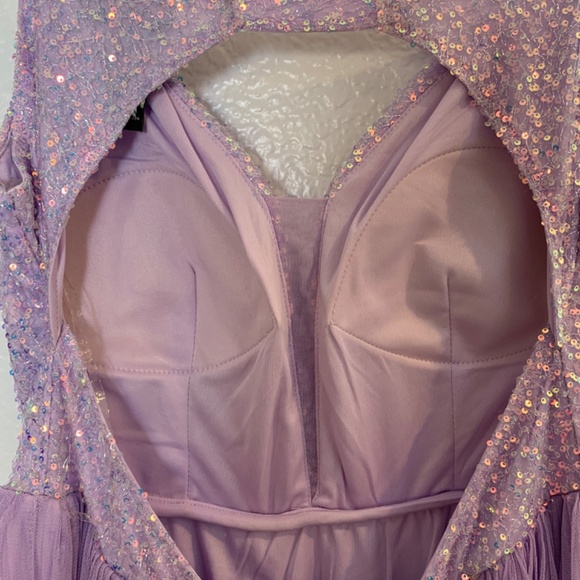 Lovely Grace Purple Sequin Gown Large Sequins Tulle Maxi Dress Lilac Lavender - Picture 10 of 16